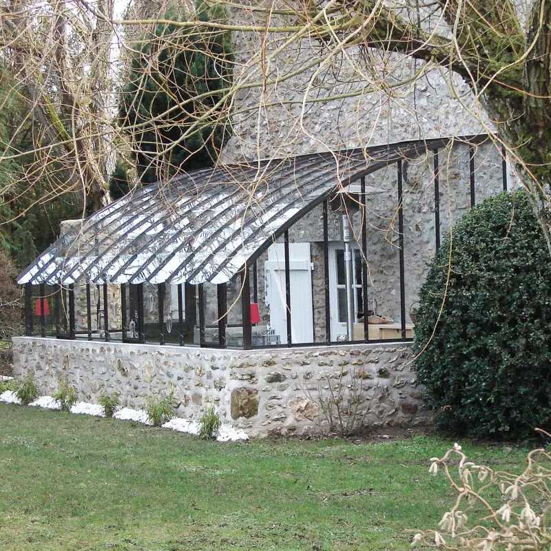 Glashaus CHAMBORD Breite 2,80 m mit Mauersockel