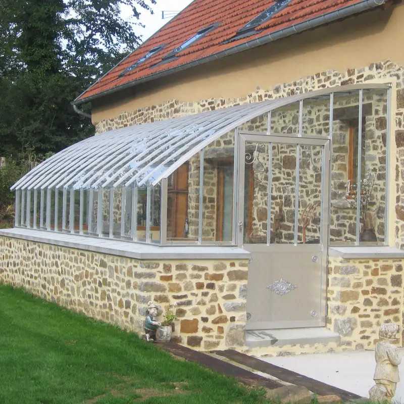 Glashaus CHAMBORD Breite 2,80 m mit Mauersockel