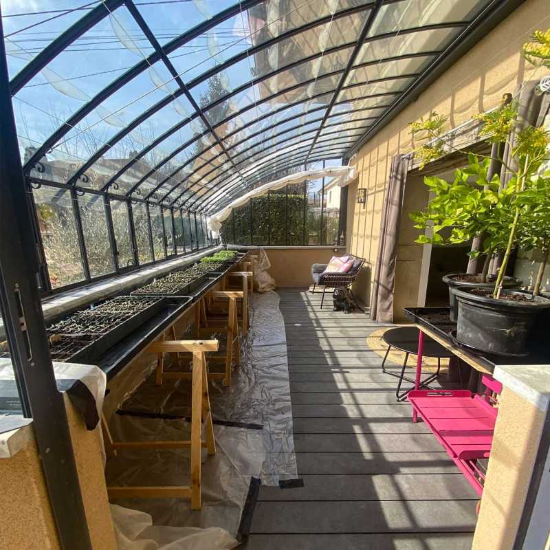 Glashaus CHAMBORD Breite 2,80 m mit Mauersockel