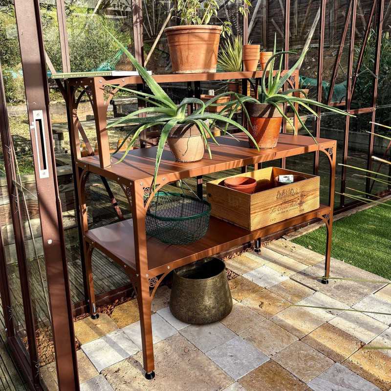 2 Ebenen Tisch mit Übertisch Vintage