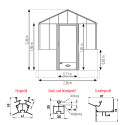 Gewächshaus LUXIA Retro mit Mauersockel Breite 2,36 m