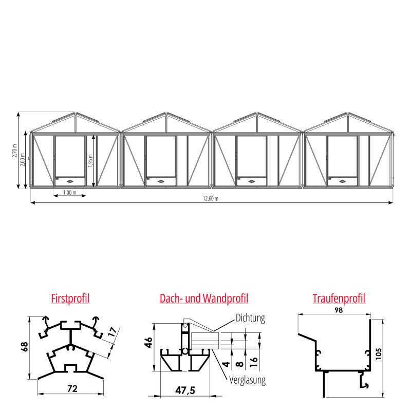 Gewächshaus SUPRA 4 Kapellen