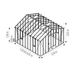 Glashaus AUTHENTIQUE Breite 3,50 m mit Aluminium-Fundamentrahmen