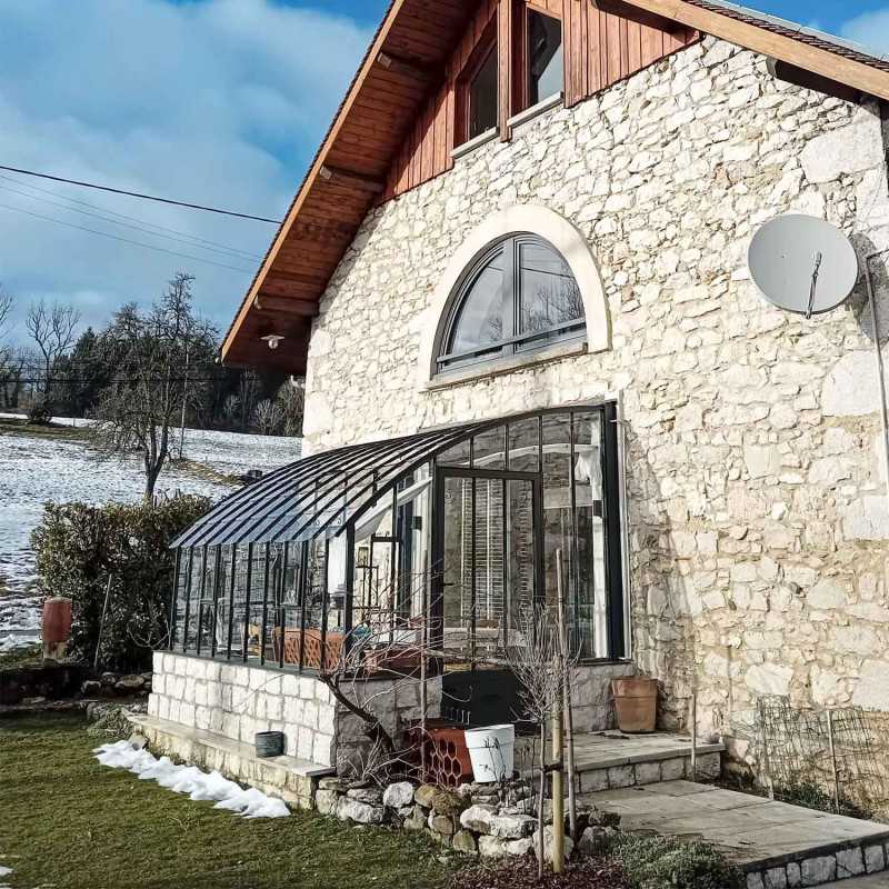 Glashaus CHAMBORD Breite 2,80 m mit Mauersockel