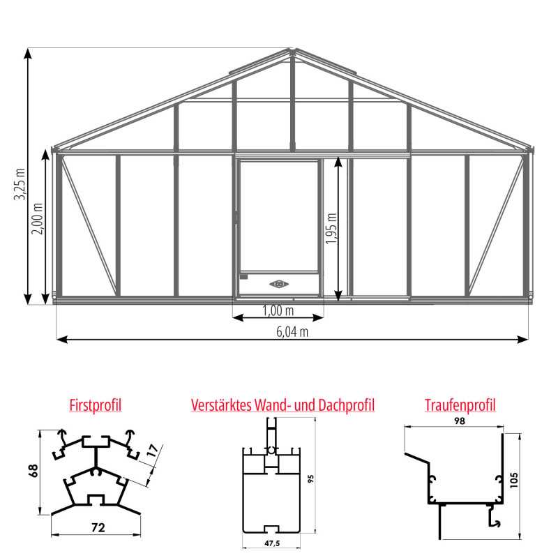 Gewächshaus SUPRA Breite 6,04 m