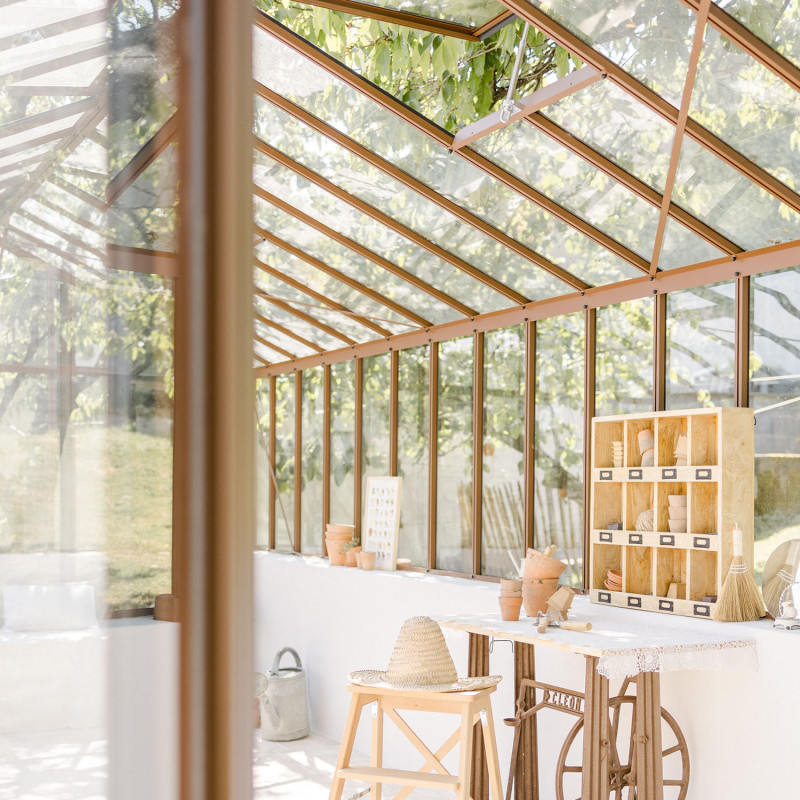 Gewächshaus LUXIA Retro mit Mauersockel Breite 3,09 m